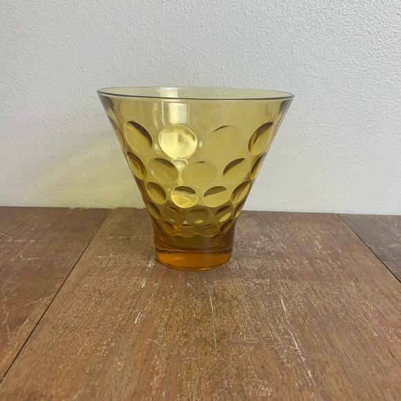 Hazel-Atlas Other - Vintage Hazel Atlas Amber Optic Dots Art Glass Candy Jar Vase El Dorado MCM